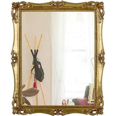 Funerom Decorative Vintage Mirror Wall Mounted Table Makeup Mirror Square Antique Gold 16.5