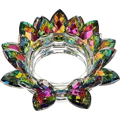 SUMTREE Glass Candle Holder Lotus Flower Candle Holder for Candle or Stick Diameter of Candle 7.5 cm (Large, Multi-Colour)