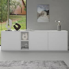 doporro Sideboard Chest of Drawers 180 cm in Matt White Storage Cabinet Hanging or Standing for Your Living Area Lots of Storage Space Cabinet 02