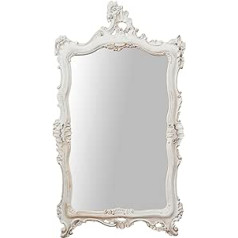 Biscottini Shabby Style Wooden Wall Mirror with Antique White Finish Dimensions L 66 x W 7 x H 118 cm Fiorentino Craftsmanship Made in Italy