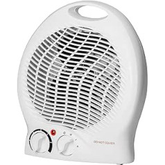 elasto Mobile Fan Heater 2000 W Including Fan - Portable Heater with Thermostat & 4-Level Switch to Regulate Room Temperature - Energy Saving & Quiet (White)