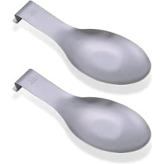 Vila KuChe Stainless Steel Spoon Rest Kitchen Spoon Holder Counter Cooking Utensil Tray Spoon Heavy Duty Dishwasher Safe 2 Pack (Silver)