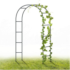 YAOBLUESEA Metal Garden Arch, 2.4 m Garden Arch Powder Coated Steel Frame for Plants to Support Roses, Archway Garden Decoration (Black)