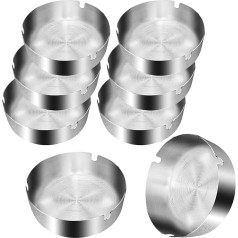 Ashtray Stainless Steel 8 Pieces 10 cm Table Top Ashtray Modern Portable Ashtray for Cigarettes for Outdoor and Indoor Use, Silver