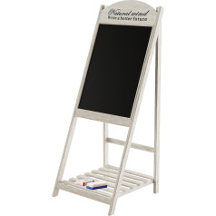 Outdoor Customer Stopper, Poster Stand, Advertising Board with Wooden Frame, Advertising Stand, Chalkboard Stand, 42 x 42 x 110 cm, White for Restaurants, Bars, Shops