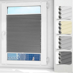 Allesin Honeycomb Pleated Blind, Pleated Blackout, Blinds with Fixture Holder, 100% Blackout, Heat Insulation, Built-in Aluminium Foil, Blinds for Windows and Doors (White-Grey, 60 x 130 cm)