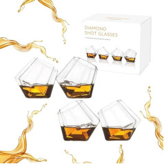 Diamond Glasses, Unusual Shot Glasses, Set of 4, Funny Shot Glass, Design Gift Packaging