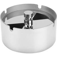MAGT Rotating Ashtray, Windproof Round Rotating Ashtray, Stainless Steel Wind Ashtray with Rotating Tray for Hotels, Home, Office