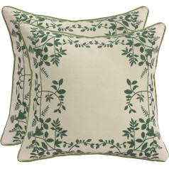 Tosleo Embroidered Decorative Throw Pillow Covers 45 x 45 cm for Garden Lounge Sofa Decorative Cushion Living Room Bedroom Set of 2 Cushion Covers Floral Pattern