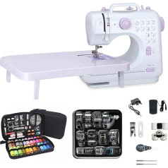 LetCart 505A 12 Stitches Electric Sewing Machine Mini Household Double Thread Sewing Machine EU 220 V for Professional Beginners DIY Enthusiasts Sewing Machine (Sewing Machine + 97 Sewing Kit + 11