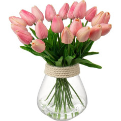 Pack of 10 Artificial Tulips, Artificial Flower, Latex Flowers, Real Touch Tulip Decoration, Artificial Plant, Length 34 cm, for Home, Rooms, Weddings, Bouquets, Parties, Flower Arrangements