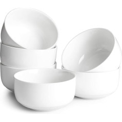 DOWAN Cereal Bowl, Salad Bowl Set 650 ml, Soup Bowl, Bowl Set for Salad, Soups, Ramen, Fruit etc. 6-Piece Set, White