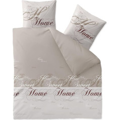 CelinaTex Winter Bed Linen Set Cotton 80 x 80 cm Pillowcase Touchme Sarah Beige Light Grey Sweet Home Lettering, 200x200 cm