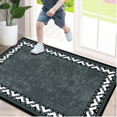Rururug Indoor Outdoor Doormat 60 x 90 cm, Dirt Trapper Mat, Durable, Non-Slip Rubber Backing, Door Mat for Entryway, Washable Indoor Mats, Grey