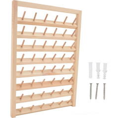 48 Spools Wooden Yarn Holder, 17 Inch DIY Large Yarn Racks, Wall Mounted Yarn Storage Organiser for Sewing, Braiding, Embroidery, Quilting, Yarn Storage