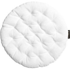 LINUM Pepper Elegant Round Seat Cushion, Diameter 37 cm, 100% Cotton, Machine Washable, White