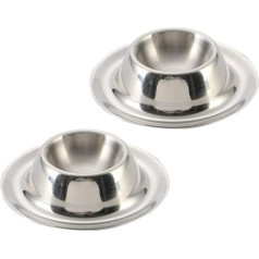Cabilock Egg Cup Holder Set Stainless Steel Egg Cup Plate Dish Holder Accessories for Hard Boiled Egg Spoons Breakfast Brunch Kitchen Restaurant Display (Egg Bottom) 2 Pack