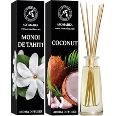 Room Fragrance Diffuser Monoi de Tahiti & Coconut 2х100 ml - Room Fragrance Diffuser with Sticks - Room Fragrance - Exotic Fragrance - Set for Room - Home - Office - Boutique - Aromatherapy - Reed