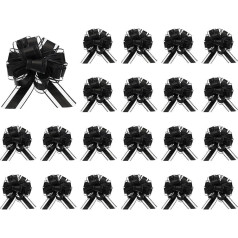 sourcing map 20 schwarze Ziehschleifen, 16,3 cm breit, groß, doppellagig, Geschenkschleifen für Geschenkverpackungen, Geschenkkörbe, Dekoration, Hochzeit, Partys, Geburtstag, Floristen, Verpackung und