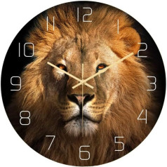 Healifty Lion Animal Digital Timer Wall Clock, Non Ticking Silent Non Ticking Decorative Wall Clock for Bedroom Living Room Office Decoration Without Battery Watermelon Decor