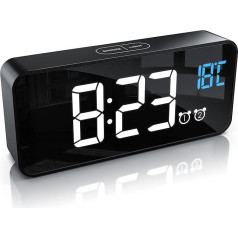 CSL Digital Alarm Clock with Power Supply and Extra Large 2200 mAh Battery - Music Alarm Clock Travel Alarm Clock - 13 Songs and Ringtones - Temperature Display - 2 Alarms - Snooze Function - Dimmable