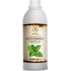 Peppermint Essential Oil 1000 ml - Mentha Piperita - Pure Mint Oil - for Good Sleep - Aromatherapy - Hair & Skin - Soothing - Fragrance Lamp - Diffuser - Sauna - Steam Bath - Aroma Oil - Fragrance Oil