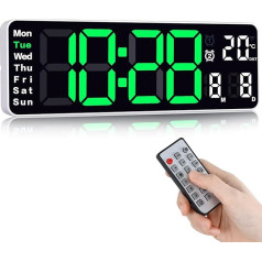 Koolertron Wall Clock Digital 13 Inch USB Wall Clock Large Display LED Digital Wall Clock with Remote Control Digital Clock with Timing and Countdown / Time / Date / Temperature for Living Room