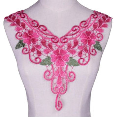 Blue Floral Embroidered Neck Collar Clothes Trim Sewing Applique Embellishments Vintage Trim Apparel Lace Fabric NL176