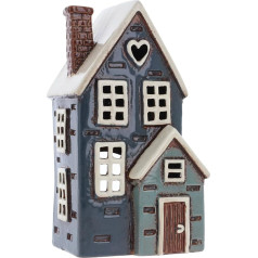 Shudehill Giftware Village Pottery Navy Blue Porch Ceramic Tealight Candle Holder Lovely Housewarming Gift Home Decor Candle Holder