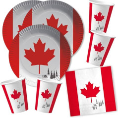 DH-Konzept 60-Piece Party Set Canada Plates Cups Napkins for 20 People