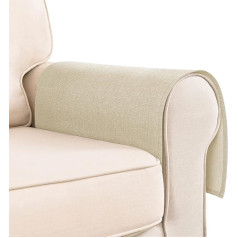 Hokibero Champagne Armchair Cover for Armrests Sofa Armrest Protector Covers Armrest Protective Cover for Deck Chair Linen Armrest Cover for Living Room Couch Sofa Arm Covers Set of 2 Flat Edge