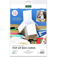 Katy Sue White Pop Up Cards (Blank Cards Ready to Decorate) - Pack of 10 300gsm Card Die Cut Ready to Assemble Folds Flat for Postage