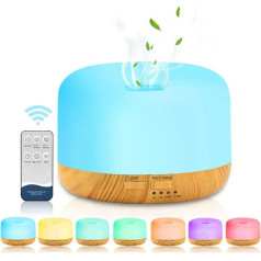 LOMUG Aroma Diffuser, 450 ml Humidifier, Ultrasonic Humidifier, Aromatherapy Diffuser, LED with 7 Colours, Electric Oil Burner, Automatic Shut-Off for Home, Bedroom, Office, Room, Yoga, Spa