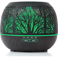 Aroma Diffuser Humidifier Metal 400 ml Diffuser for Essential Oils Ultrasonic Fragrance Oil Diffuser for Aromatherapy with Timer & LED Light for Room Bedroom Office Yoga Spa