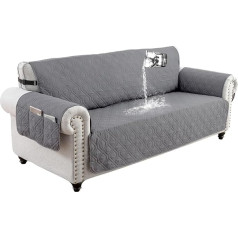 DSECHCRSL Sofa Cover 3 Seater 100% Waterproof and Non-Slip Sofa Protector Slipcover with 6 Side Pockets 3 Seater Couch Covers with Adjustable Elastic Band for Kids Dogs Easy to Clean