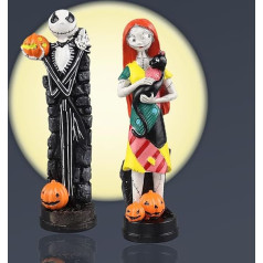 nezababy Jack Skeleton Skellington and Sally with Pumpkin Figures Halloween Statue Sculpture Home Decoration Collection