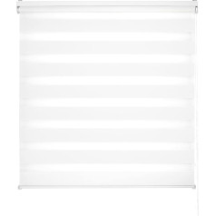 Blindecor Lira Double Roller Blind - Duo Roller Blind Day and Night White - 130 x 180 cm (Width x Length) | Fabric Size 127 x 175 cm | Window Roller Blind Zebra