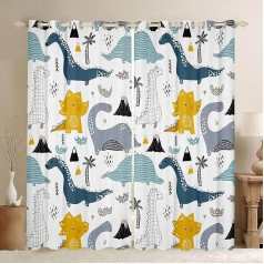 Dinosaur Curtains Window Kids Boys Grommet Window Curtains Novelty Ring Top Window 3D Printing Curtain for Bedroom Living Room Decor W66 x L90
