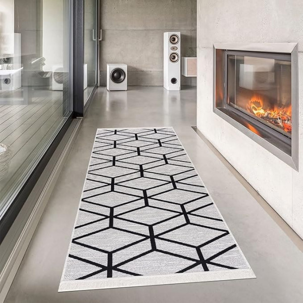 Pasha Home Reversible Boho Cotton Runner, Ideal for Bedroom, Kitchen, Bathroom - Bern, 80 x 300 cm