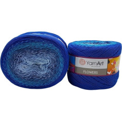 YarnArt Flowers 500g Bobbel Wool, Colour Gradient, 55% Cotton, Bobble Knitting Wool, Multicolour