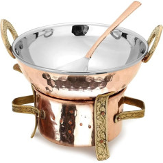 Zap Impex Original Indian 3 Piece Serving Set Karahi Angithi Stainless Steel Copper #3