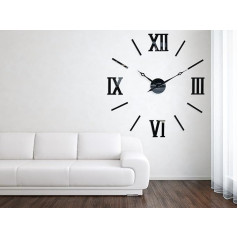 FLEXISTYLE Modern Large Wall Clock DIY Admirable 3 XXL, Roman, 100-130 cm, Living Room, Bedroom, Made in the EU, Quiet