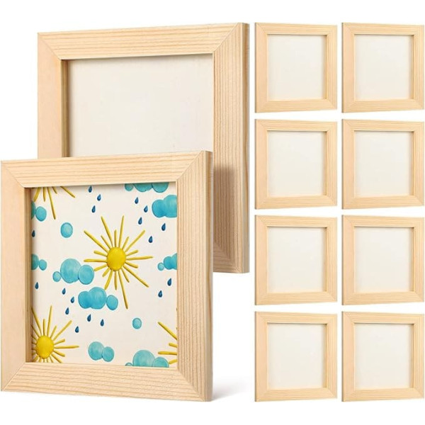 Toyvian Wooden Frame 12 x 12 cm Pack of 10 Photo Craft Wooden Frame Unfinished Wooden Frame Painting Craft Toy