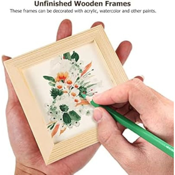 Toyvian Wooden Frame 12 x 12 cm Pack of 10 Photo Craft Wooden Frame Unfinished Wooden Frame Painting Craft Toy