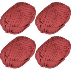 uxcell Elastic Fabric Yarn 400g T Shirt Crochet Yarns for DIY Bags Carpet Cushion 4 Rolls Dark Red)