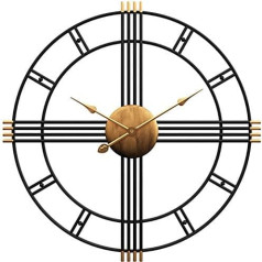 Funtabee - Large Stylized Wall Clock - 60 cm, Elegant Design, Ideal for Kitchen, Living Room, Pub, Pub, Bar, Loft, Metal, Vintage Retro Style, Noiseless, No Ticking, Black