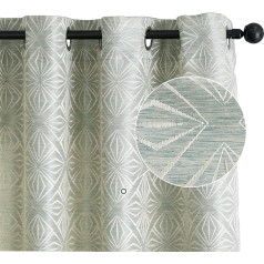 1 Pair Jacquard Blackout Curtains for Living Room Bedroom Indoor 2 Panels with Grommet Panels (140 x 145 cm, Green)