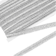 FINGERINSPIRE 18.3 m Metallischer Zopfbesatz 15 mm Breit Silberfarben Gimpenbesatz Polyester Verzierung Spitzenbesatz DIY Bastel Nähband Für Selbstgemachte Party Kleidungs Vorhang Kleiderdekoration