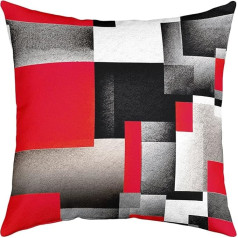 Loussiesd Red Grey Black Buffalo Check Reversible Pillow Covers Kids Geometric Pillow Covers Home Decor for Geometry Square Pillow Covers Set of 4 Plaid Modern Abstract Art 16x16 Inch