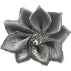 Juqian 50 Ribbon Flower Add Wedding Ornament Rhinestone appliqué, grey